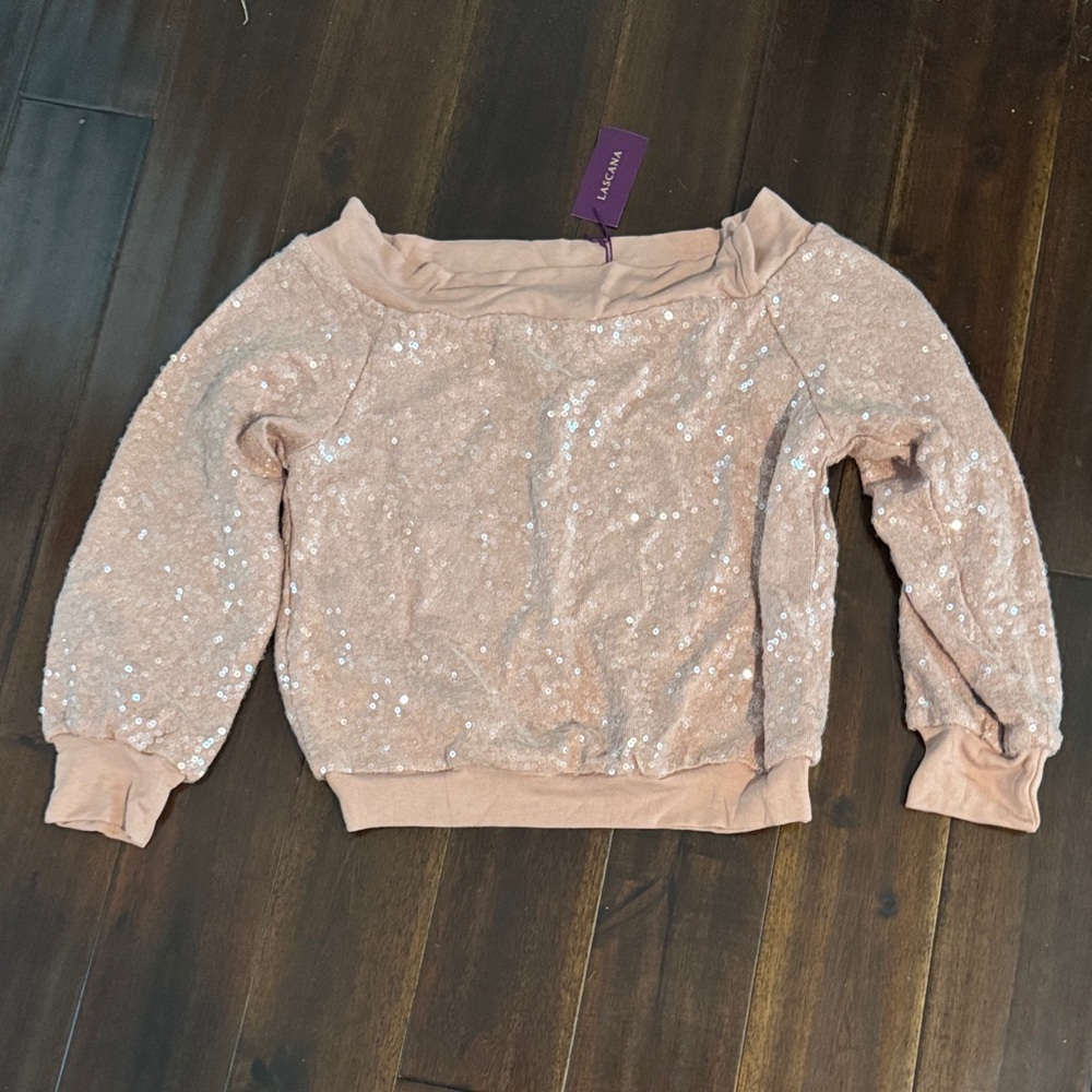 Lascana Pink Sequin Off Shoulder Sweater